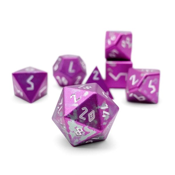 Norse Foundry Aluminum Wondrous Dice - 7-Piece Set - Pixie Dust For Sale