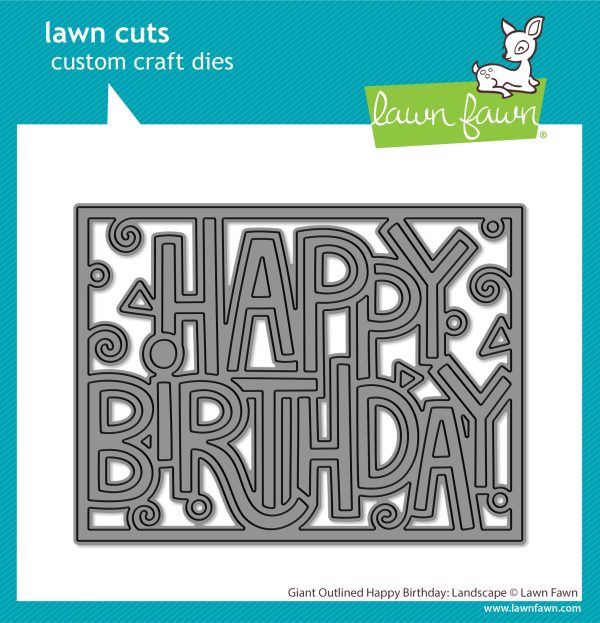 giant outlined happy birthday: landscape Online now