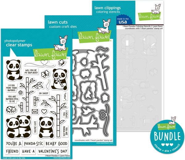 i heart pandas (stamp+die+coloring stencil bundle) Fashion
